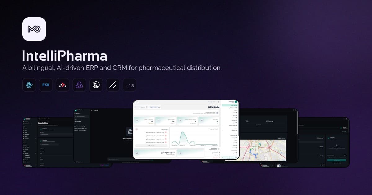Pharmaceutical operations dashboards, route planning, and field-team tracking interfaces.