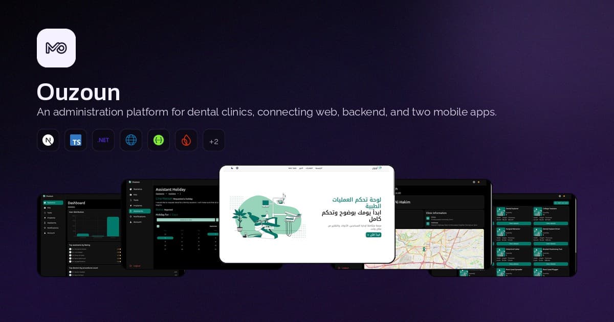 Dental clinic administration dashboards with operational data and connected workflows.