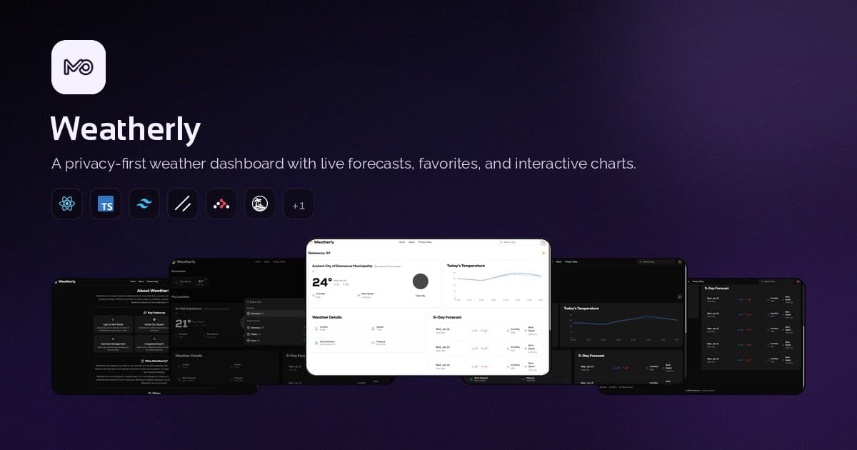 Forecast dashboard with weather metrics, charts, and location-based views.